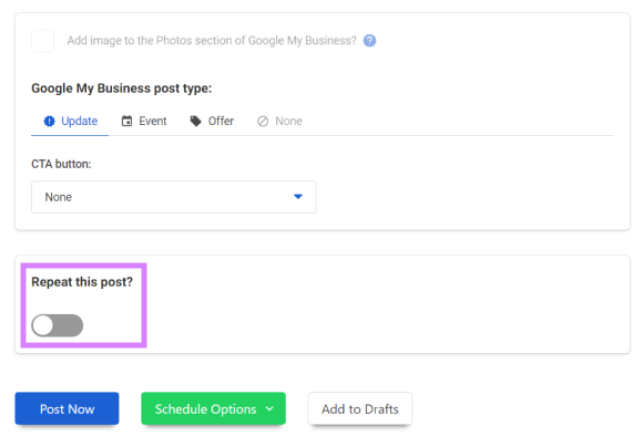 Widget "¿Repetir esta entrada?" destacado en OneUp