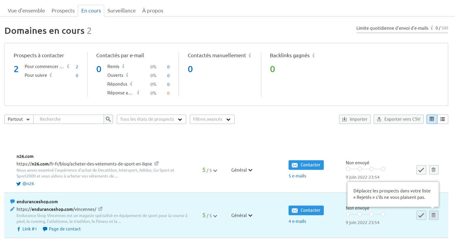 Semrush, Link Building, en cours