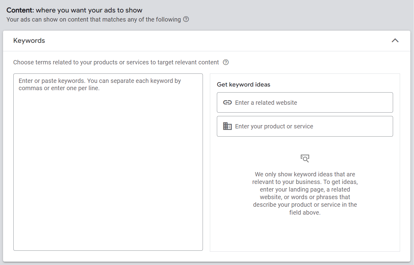 Fügen Sie Ihre Keywords zu Google Ads hinzu.