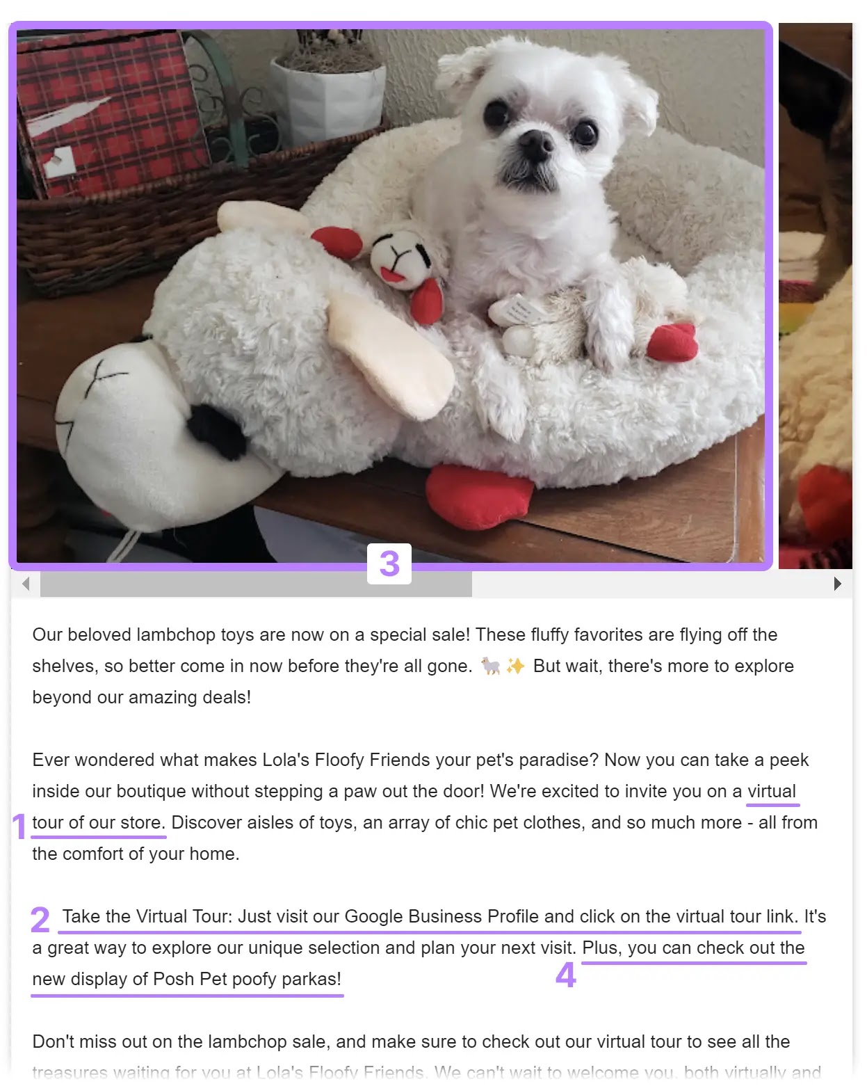 Google-Unternehmensprofil-Beitrag mit Bildern, Handlungsaufforderung und regelmäßigen Aktualisierungen