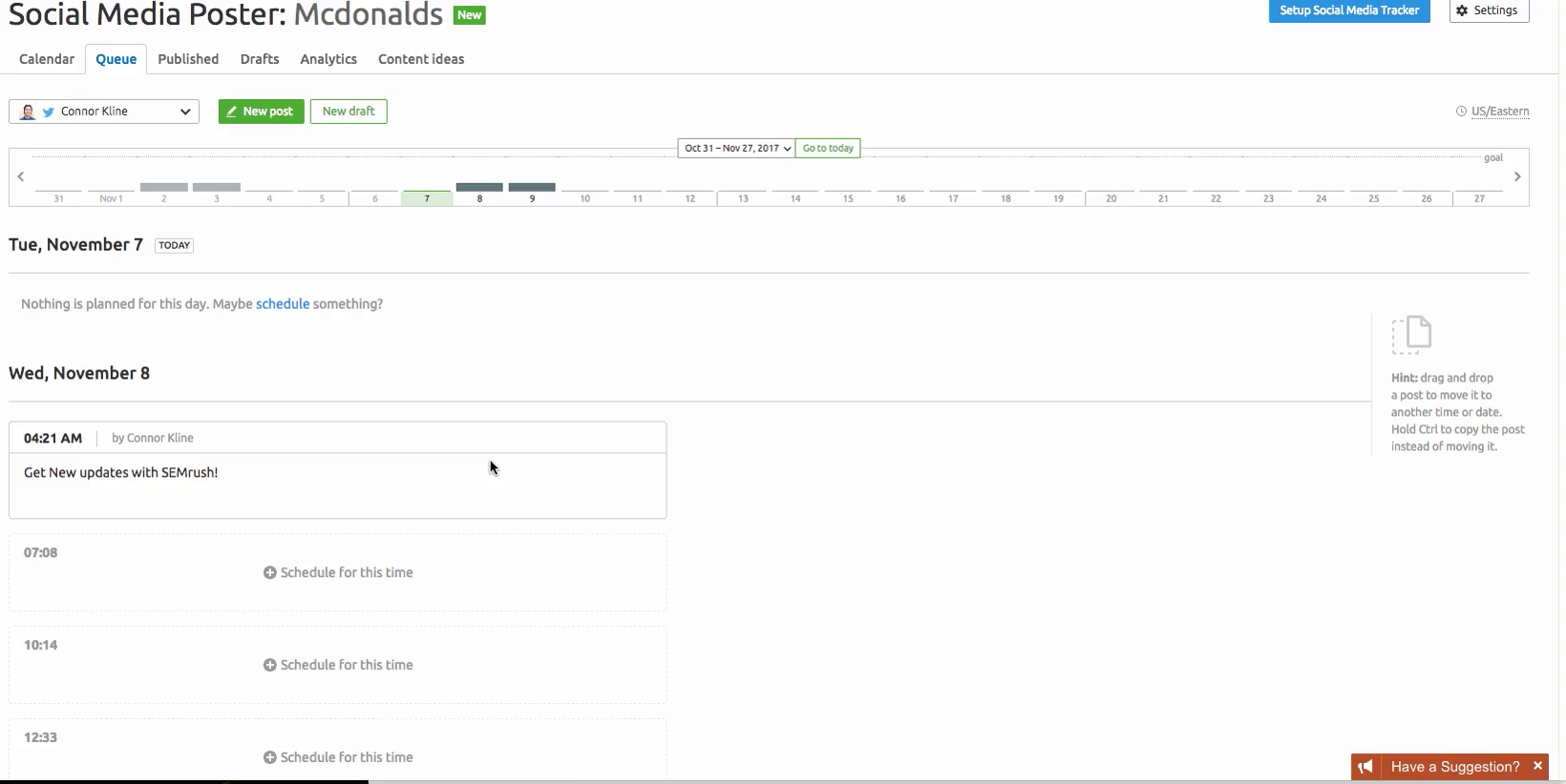 ferramenta social media poster da semrush