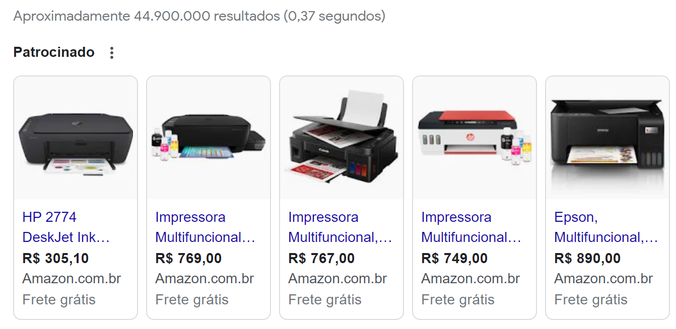 Recurso de SERP de resultados orgânicos do Google Shopping