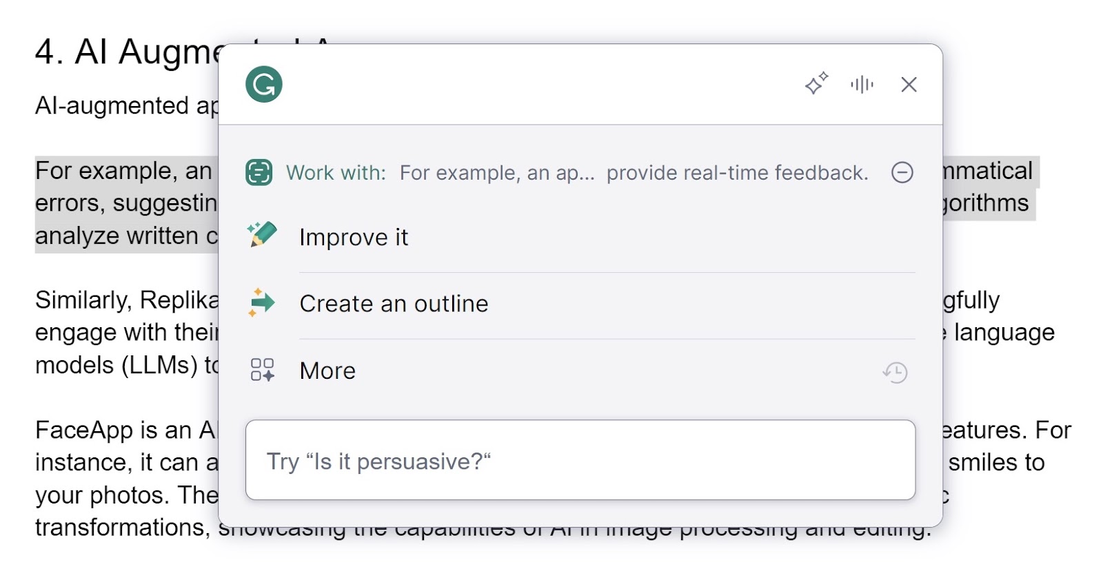 Grammarly use of AI