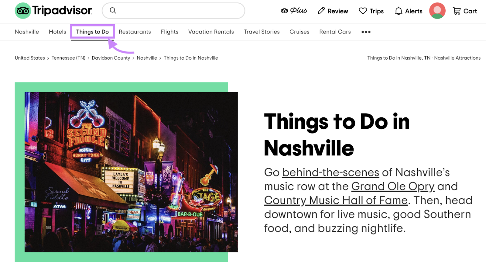 "cosas que hacer en Nashville" en Tripadvisor