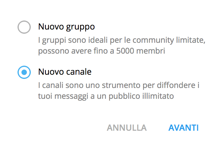 Come creare un nuovo Canale su Telegram