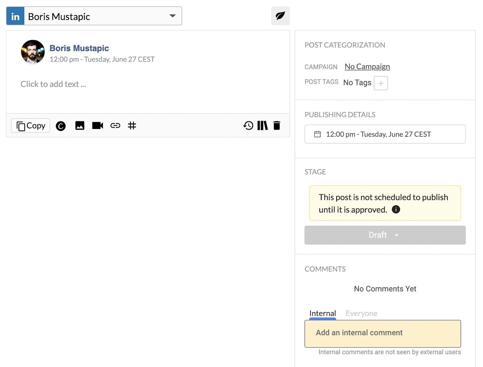 editor de posts en HeyOrca