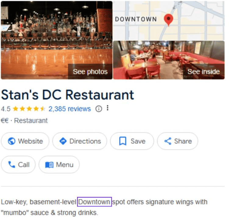 Descrição do perfil da sua empresa no Google otimizada para buscas "perto de mim".