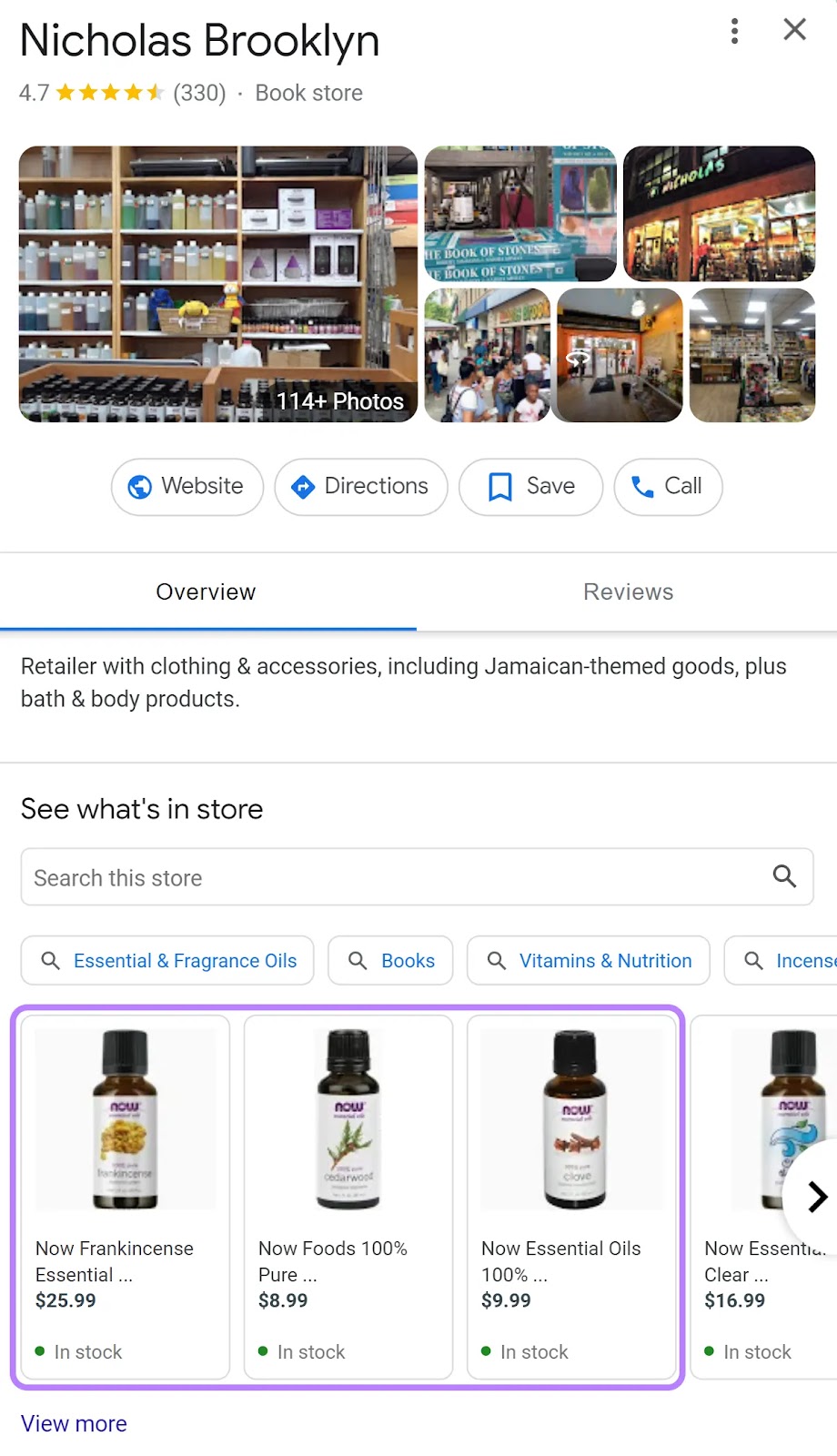 Nicholas Brooklyns Google-Unternehmensprofil-Produktbeitrag