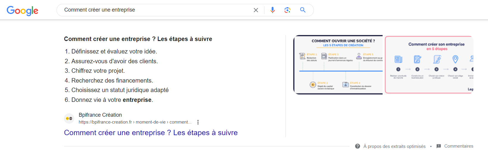 Exemple d'extrait optimisé pour une question : liste de choses à faire