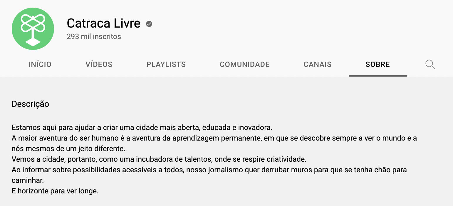 Sobre do canal Catraca Livre