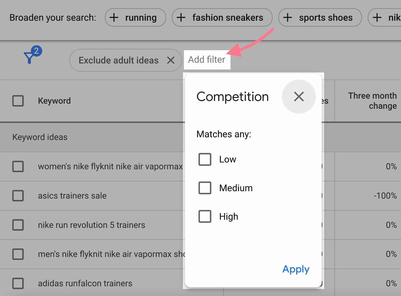 Adicionar filtro com concorrência