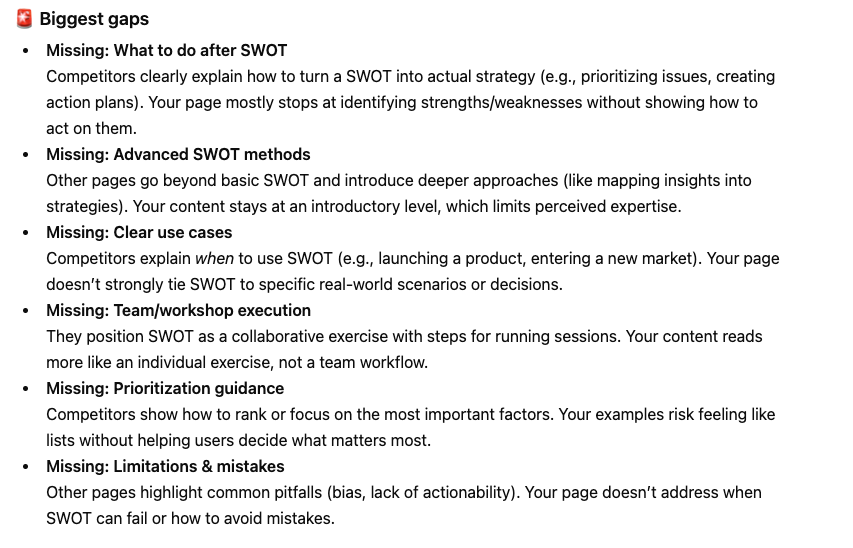 ChatGPT responds with content gaps
