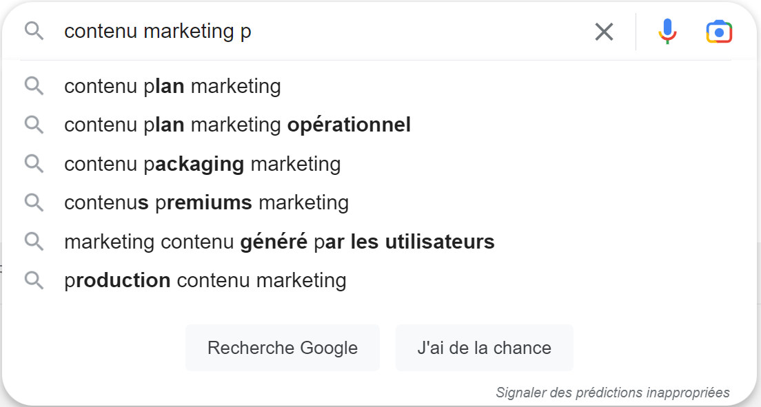 La fonction d'autocomplétion de Google