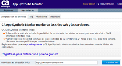 CA App Synthetic: test de velocidad de carga web
