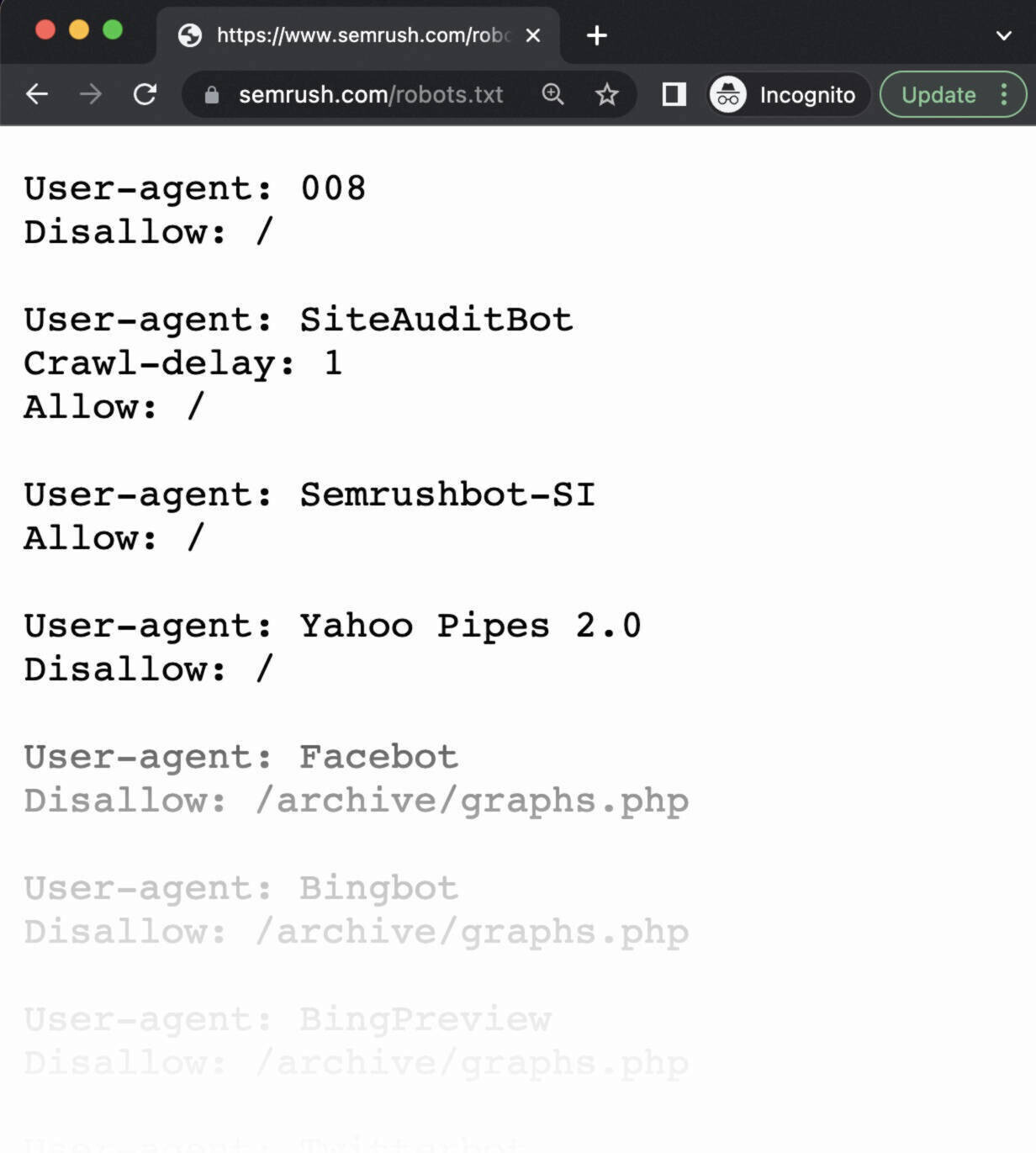 example semrush robots.txt