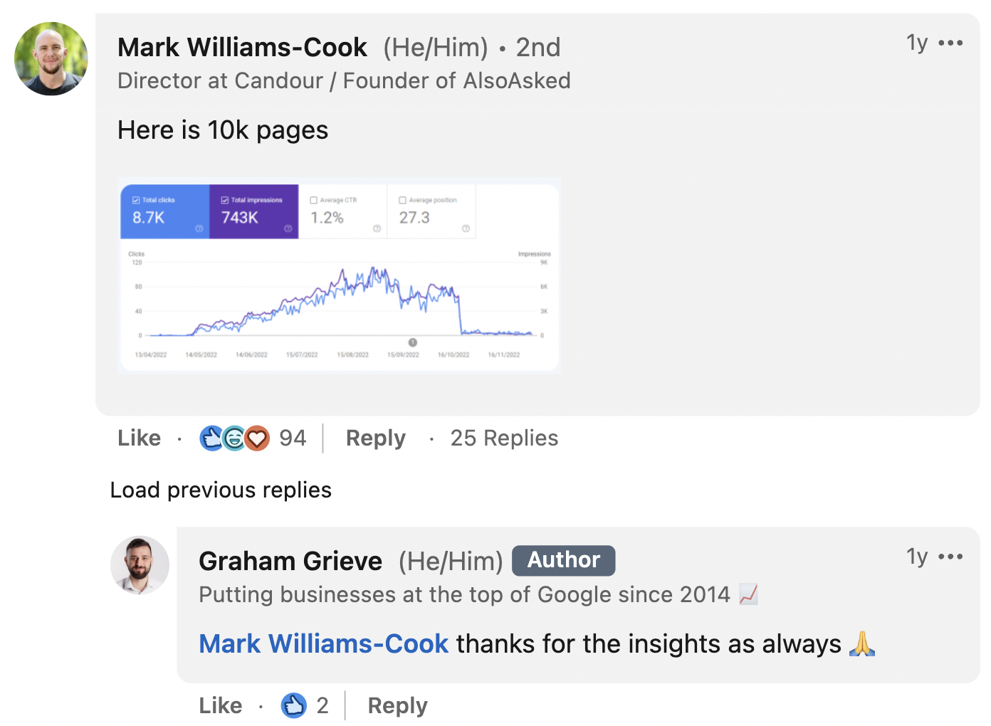 Mensaje de Mark-Williams Cook en LinkedIn