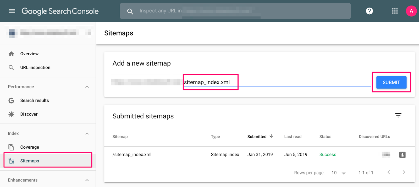 enviar sitemap no google search console