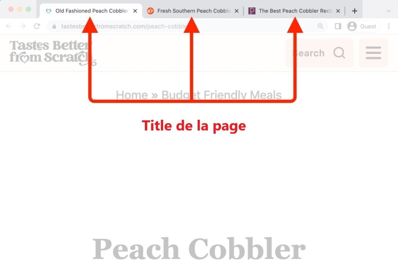 Balises title sur les onglets d'un navigateur