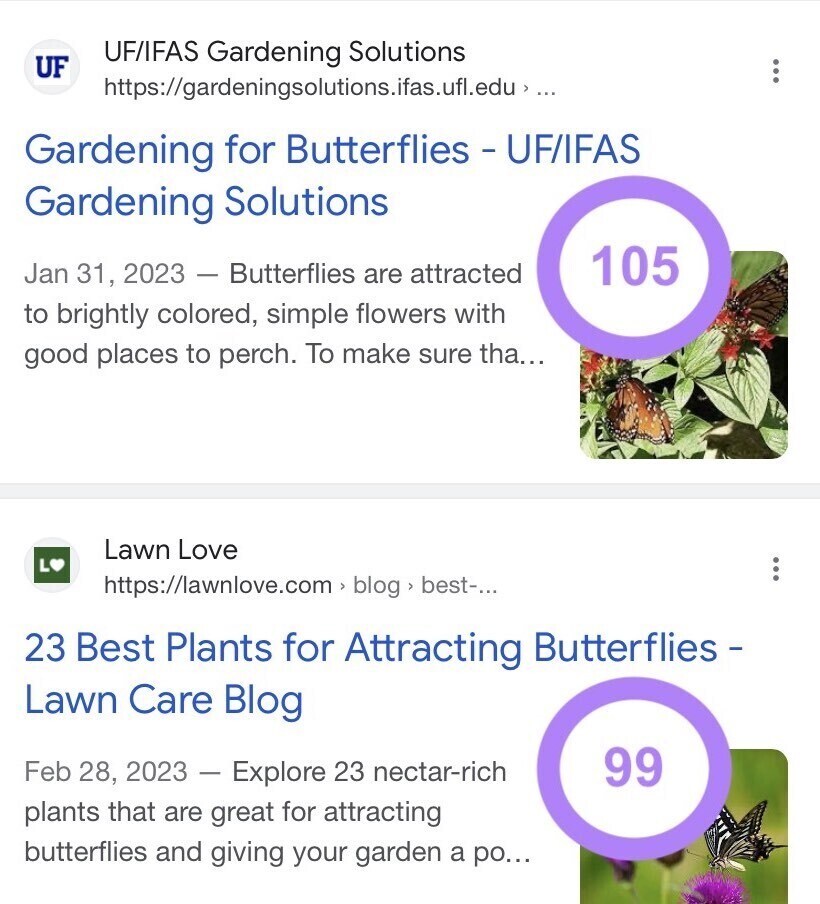 Longueur des meta descriptions mobiles variant de 99 à 105