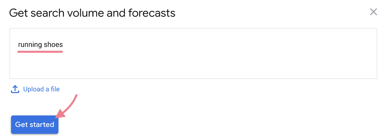 Obtenha volume de pesquisa e caixa de previsões