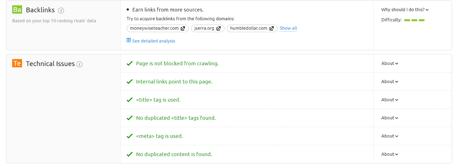 On Page SEO Checker screenshot