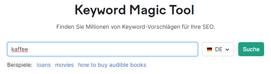 Suchfeld im Keyword Magic Tool