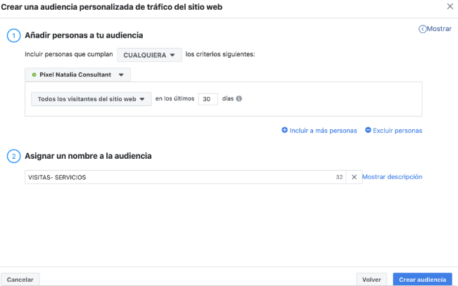 Instagram Ads - Audiencia personalizada trafico web