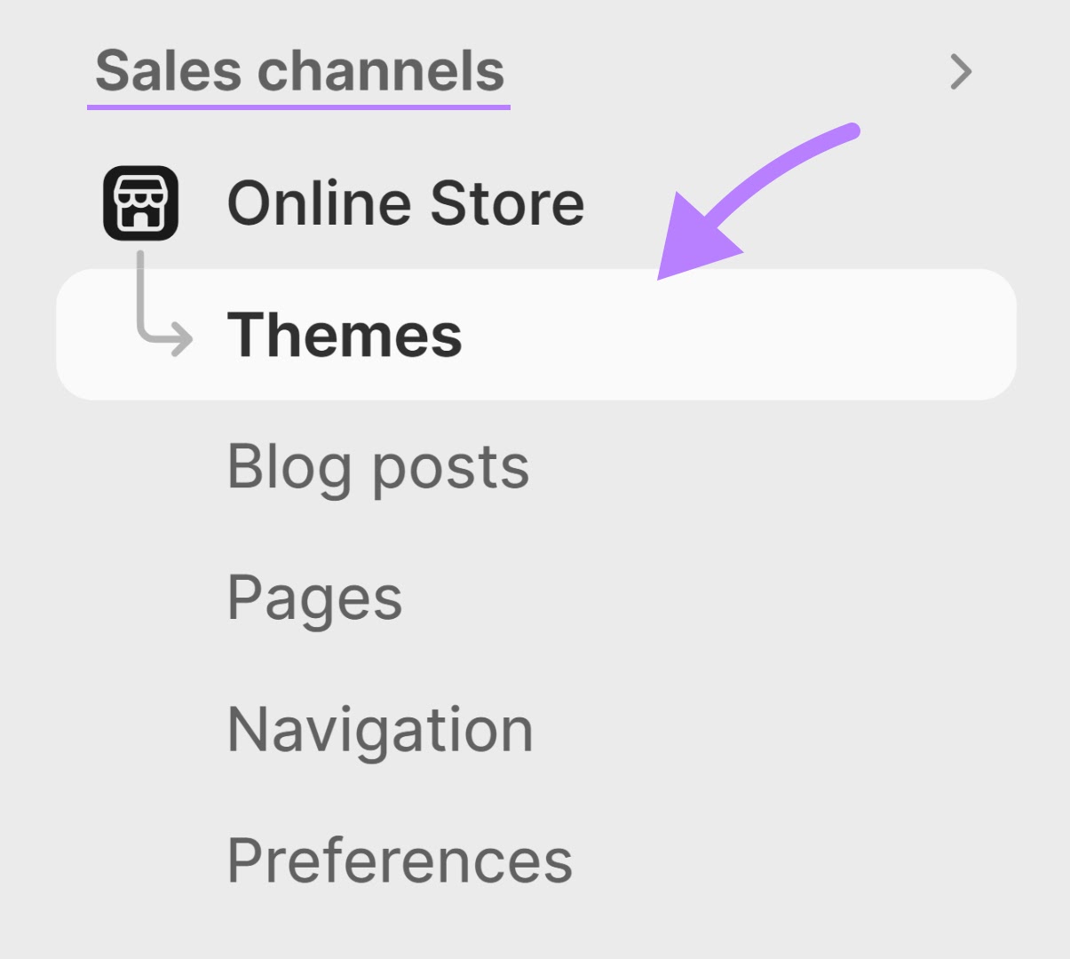 Navegando a "Tienda Online" > "Temas" en el panel de administración de Shopify