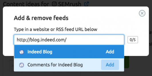 Dove trovare le notizie da pubblicare su LinkedIn: il feed RSS di SEMrush