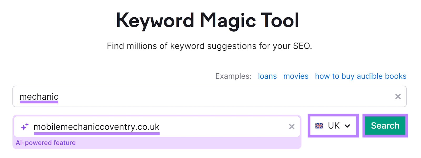 Búsqueda con Keyword Magic Tool