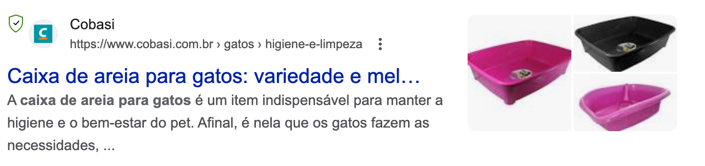 exemplo de resultados da busca orgânica