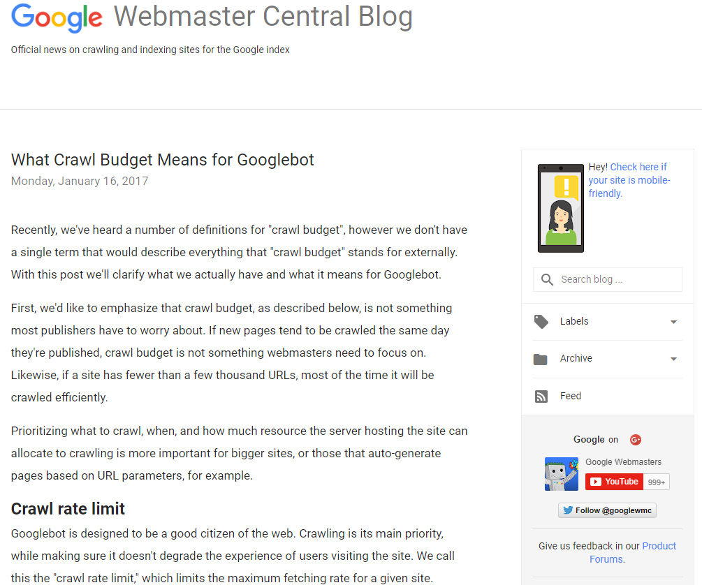 Cosa significa crawl Budget per Google