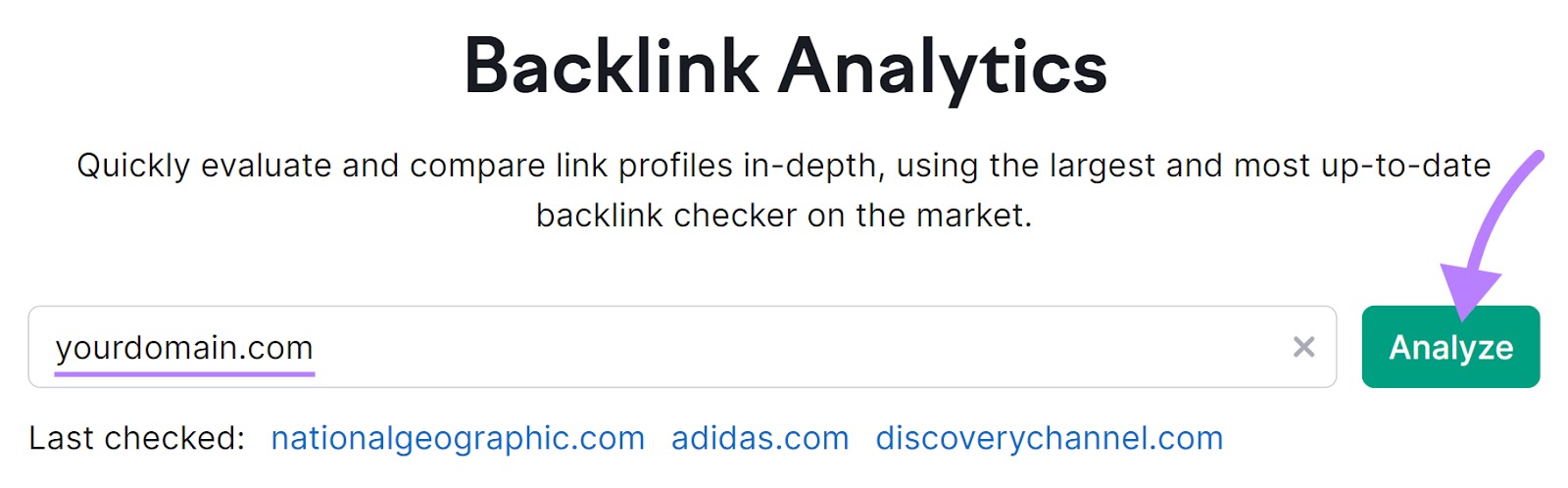 Barre de recherche de l'outil Backlinks