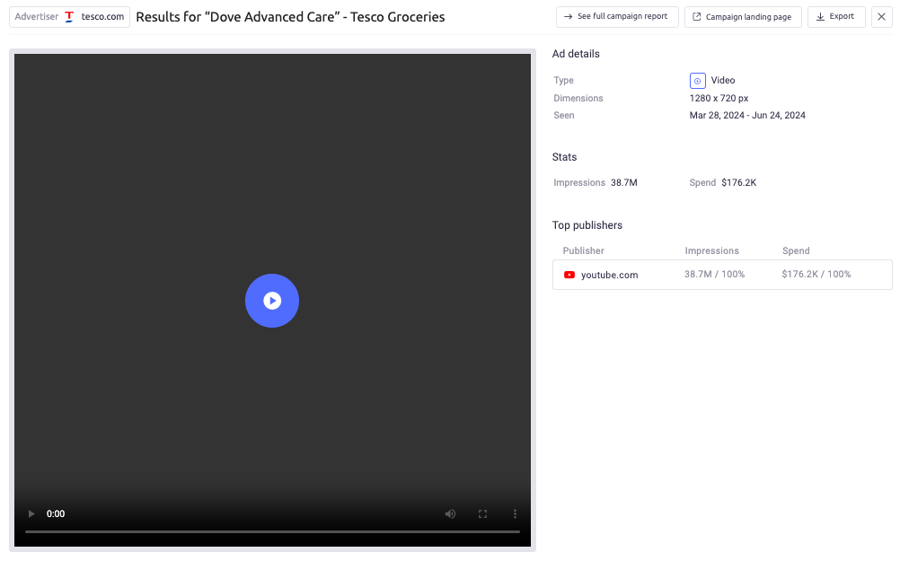 un examen plus approfondi des détails d'une publicité dans AdClarity