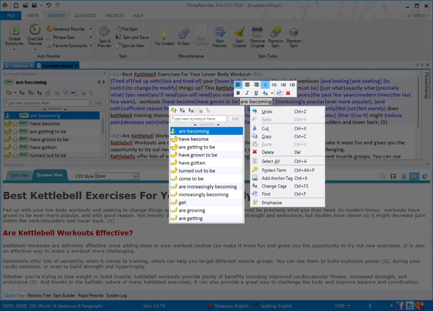 Strumento Chimp Rewriter