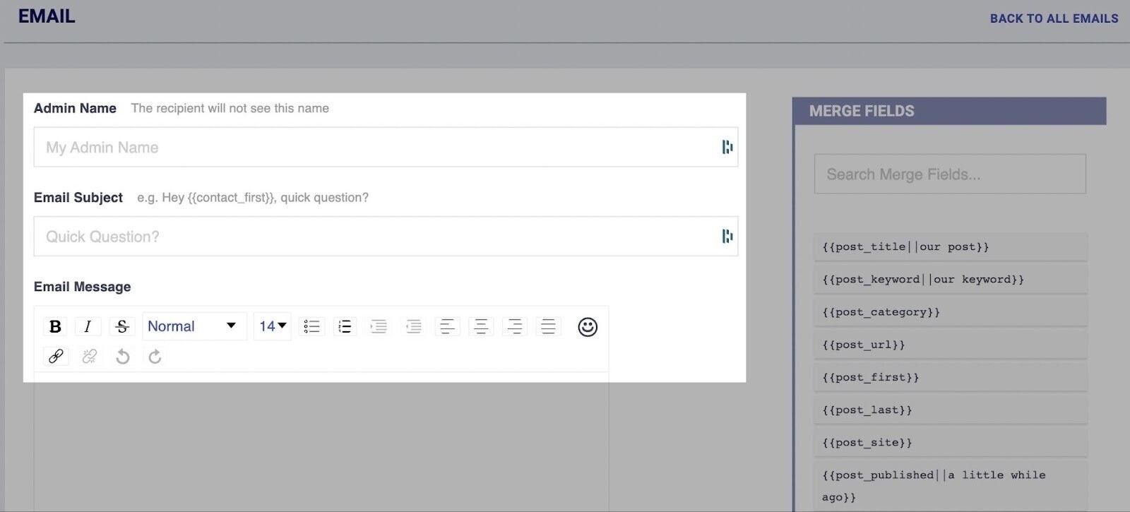 configure des séquences d'emails personnalisées dans Postaga