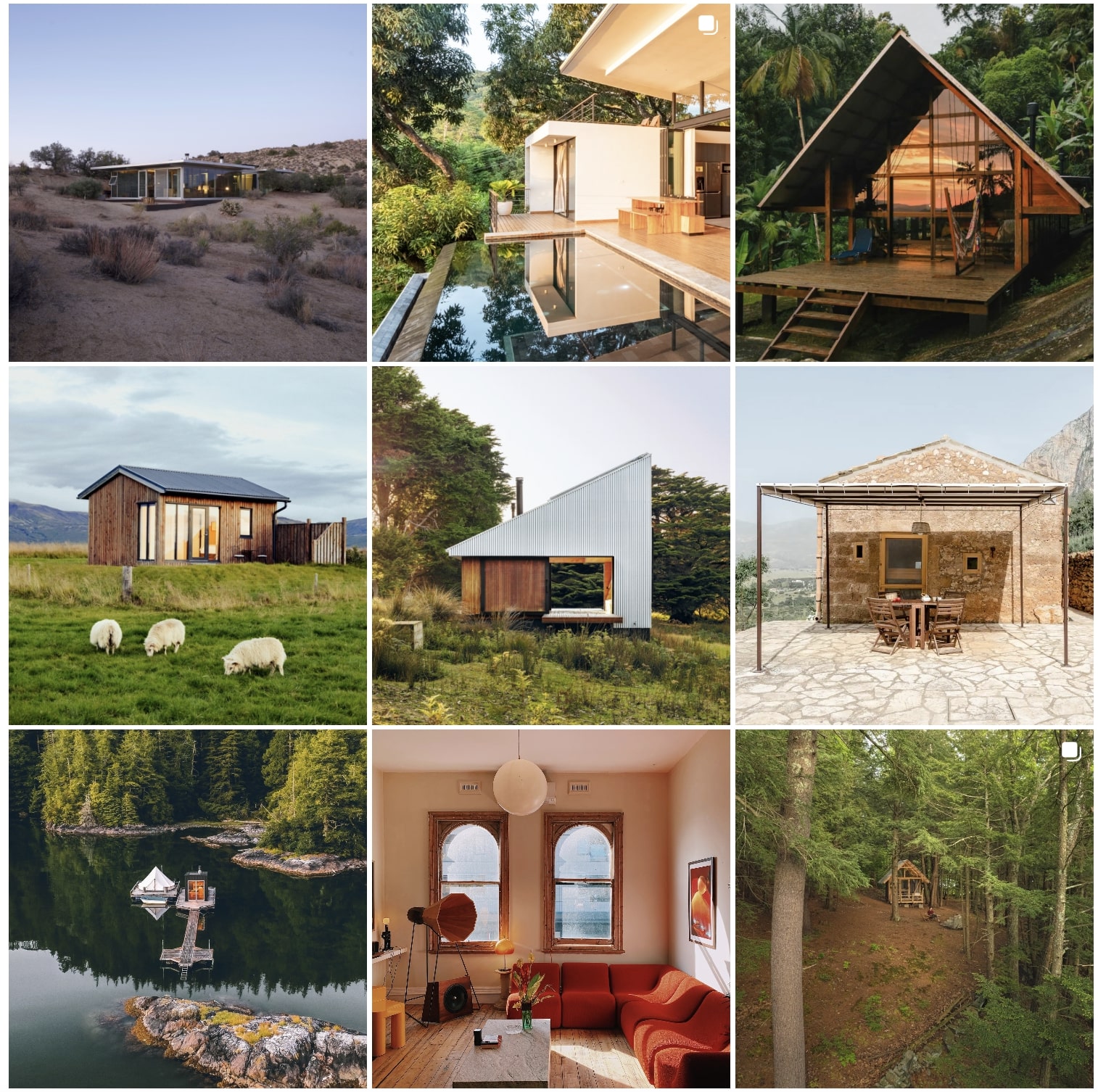 Conta do Airbnb no Instagram mostrando imagens de casas