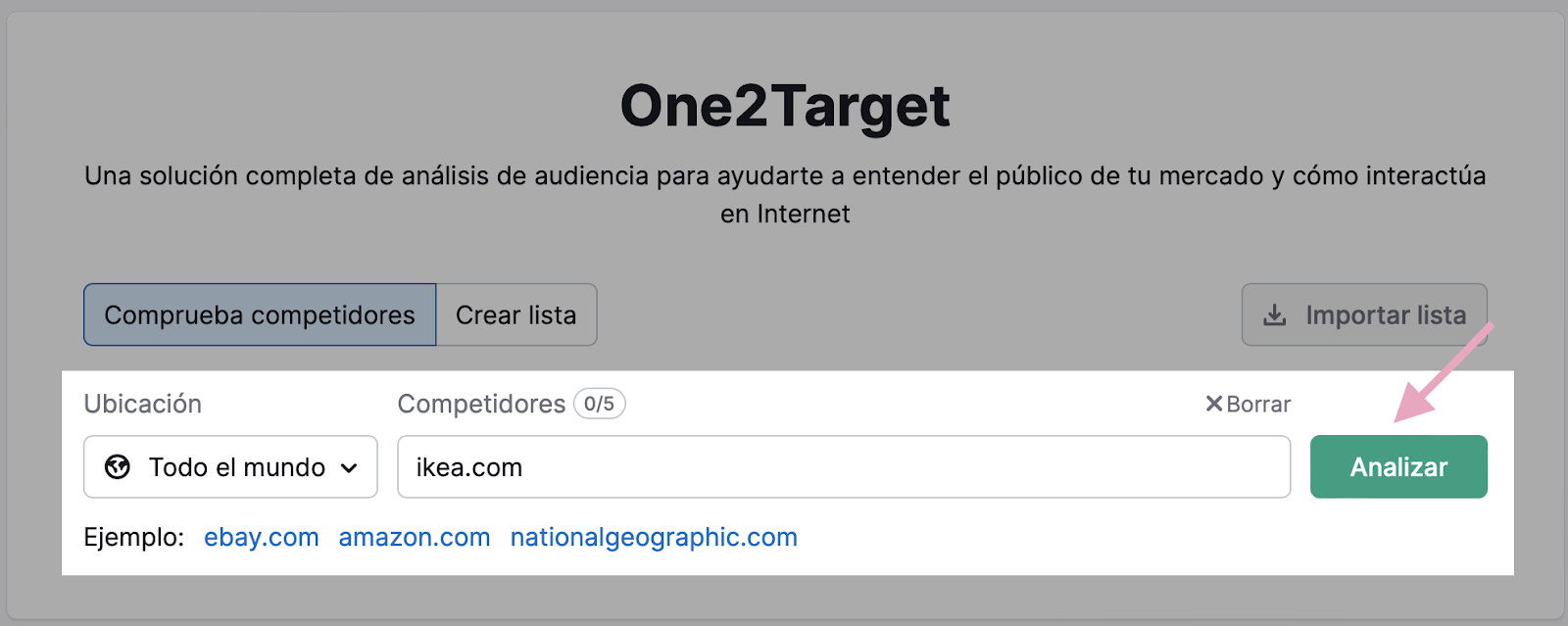 Página de inicio de One2Target