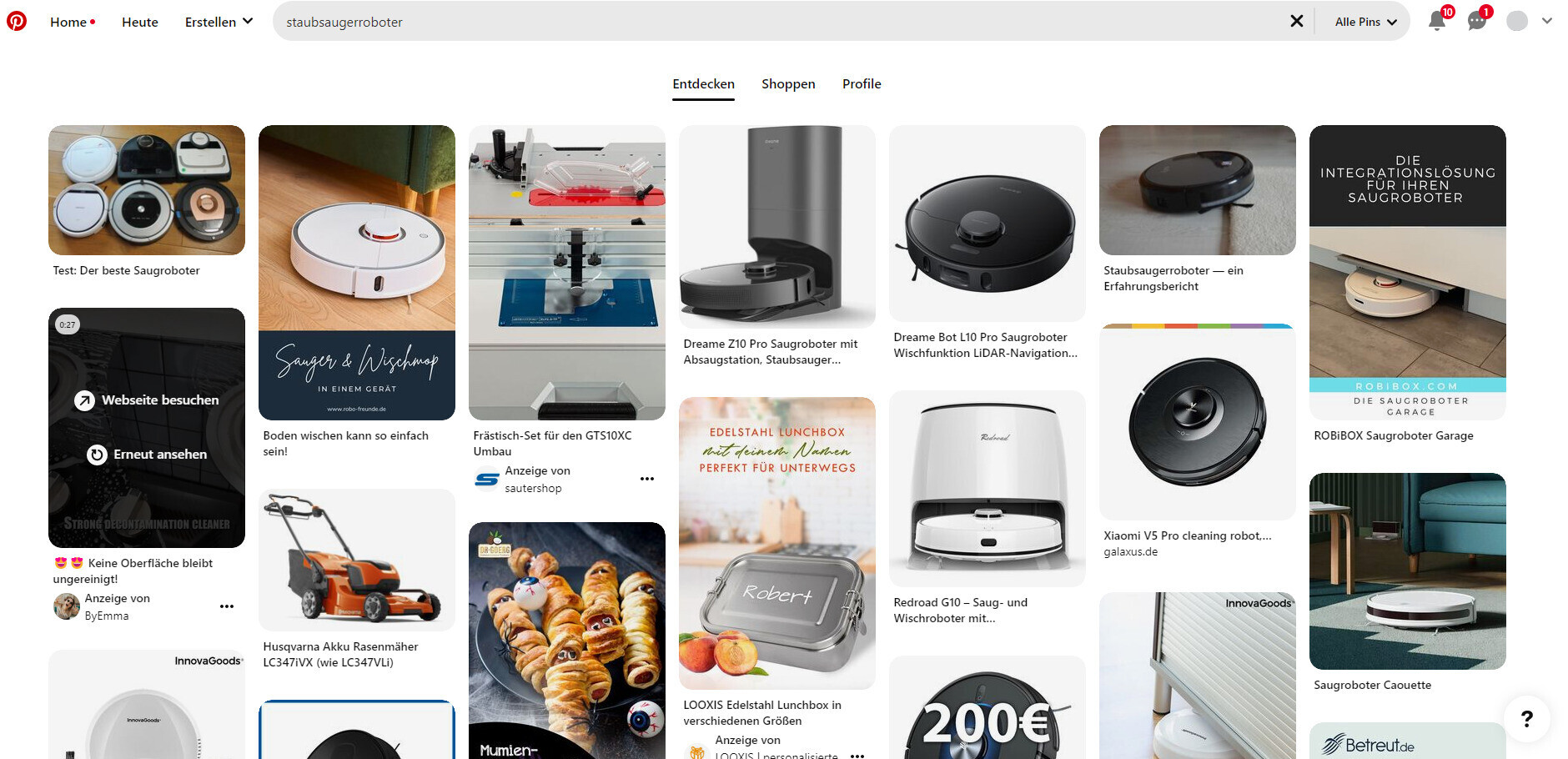 Suchergebnisse Staubsaugerroboter Pinterest