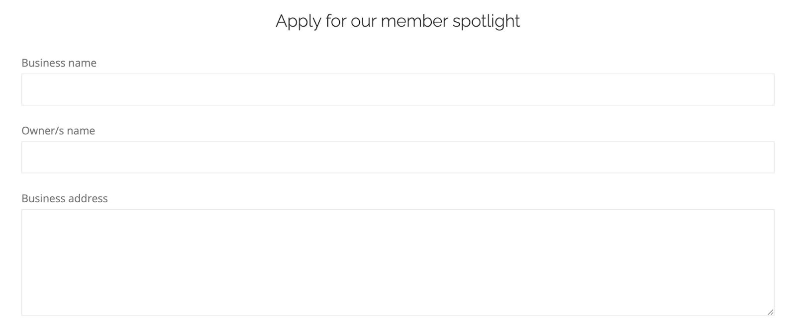 ローカルビジネススポットライトフォームでは、ビジネスに関する一般的な情報のほか、誰にサービスを提供しているか、その理由などについての詳細が尋ねられます。