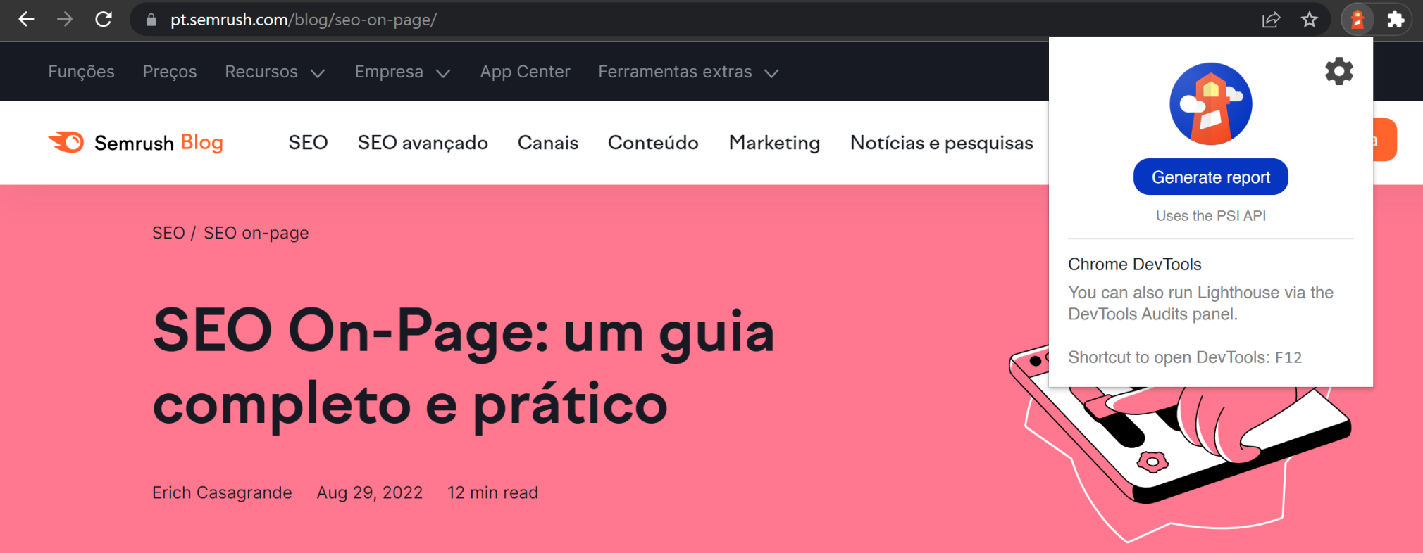 extensão google lighthouse