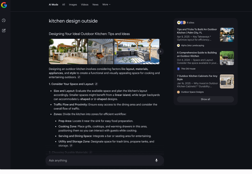 Google Ai mode samples