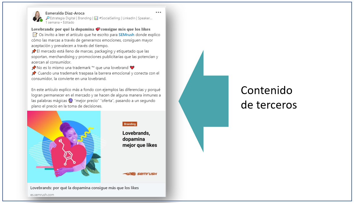 Estrategia de contenidos en LinkedIn - Publicar contenidos de terceros