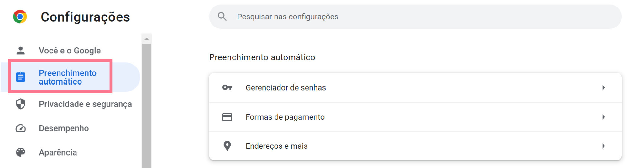 como remover sugestões de pesquisa no chrome