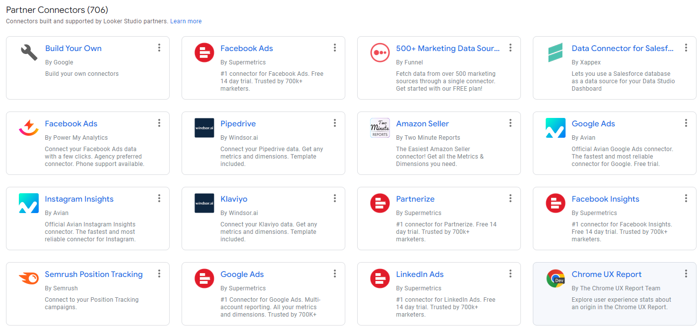 "Conectores de parceiros (706)" página