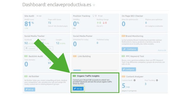 Conecta Analytics & Google search console & SEMrush - Organic traffic insights