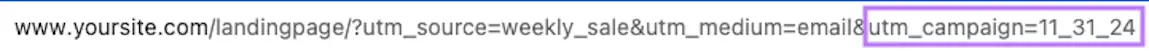 UTM-Kampagnenparameter am Ende einer URL hervorgehoben