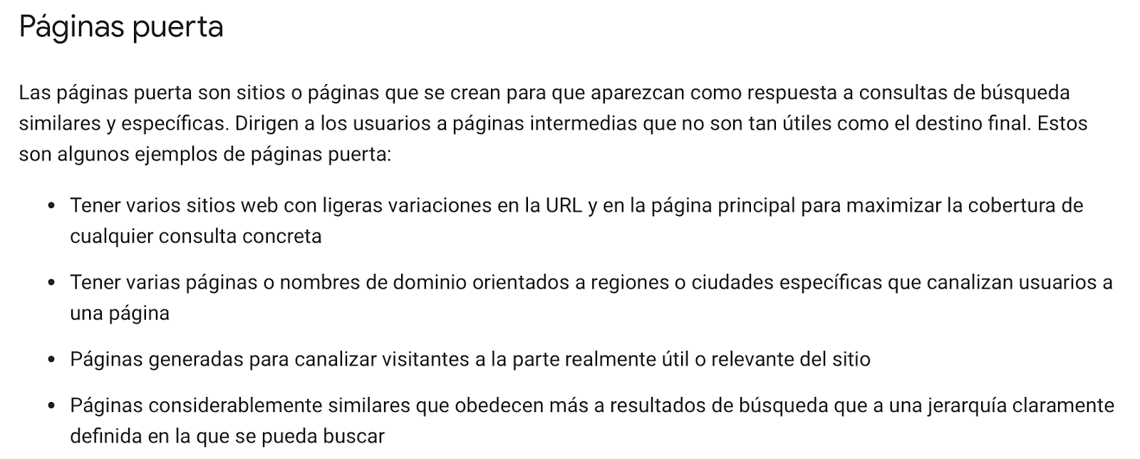 Google "páginas puerta"