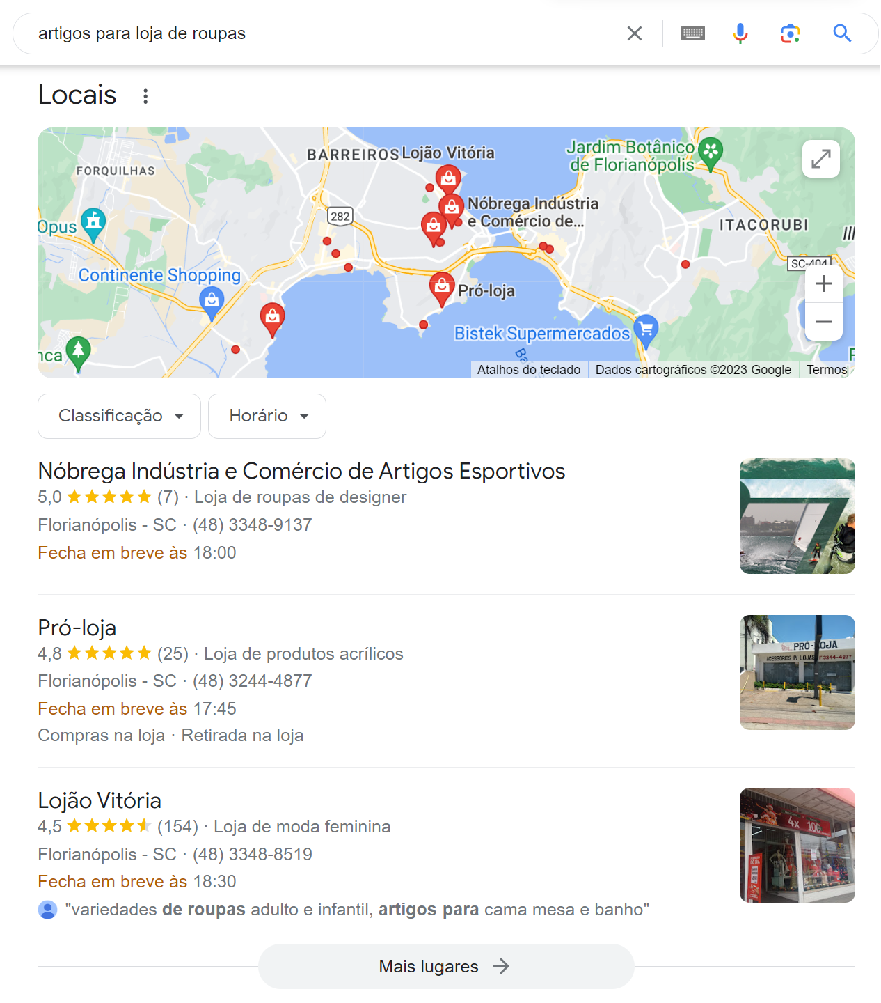 Pacote Local com disponibilidade na loja