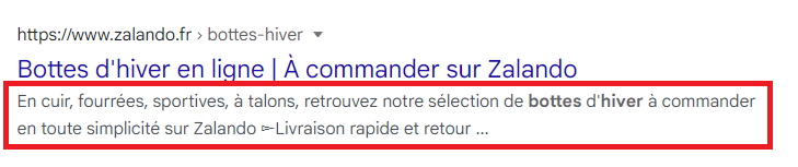 Meta description Google